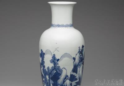 图片[2]-Vase with landscape in underglaze blue. Qing dynasty, Kangxi reign (1662-1722)-China Archive